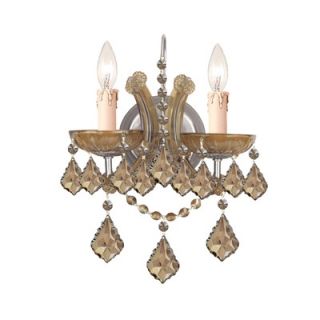Crystorama Bohemian Crystal Candle Wall Sconce in Antique Brass