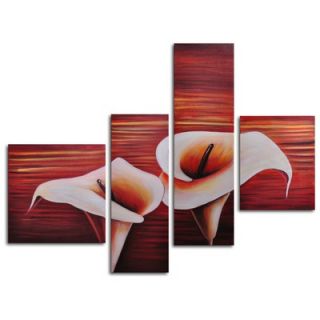 My Art Outlet Hand Painted Cobra Lilies 4 Piece Canvas Art Set   M