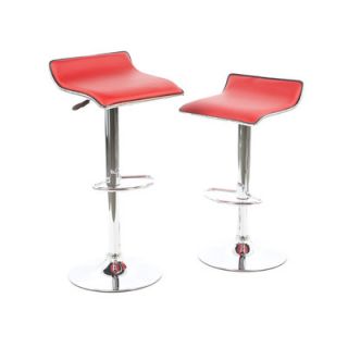 Powell Faux Leather Thin Seat Adjustable Height Bar Stool in Red