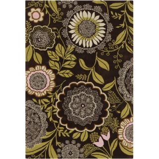 Chandra Rugs Amy Butler Lacework Brown/Green Rug   AMY13206
