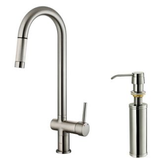 Vigo One Handle Single Hole Pull Out Spray Kitchen Faucet with Soap