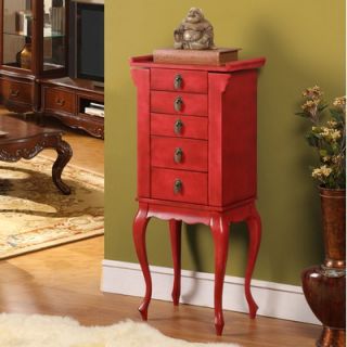 Wildon Home ® Ningbo Way Four Drawer Jewelry Armoire in Rustic Red