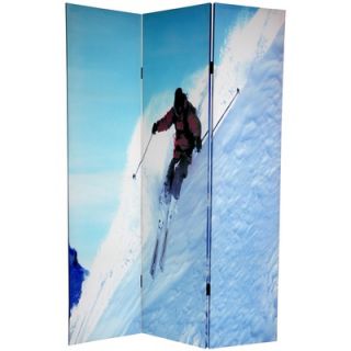 Oriental Furniture 6 Feet Tall Double Sided Skiing Canvas Room Divider