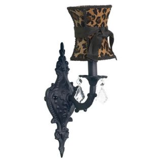 Jubilee Collection Wall Sconce with Leopard Hourglass Shade in Black