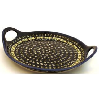 Polish Pottery 13 Round Serving Tray with Handles   Pattern 175A