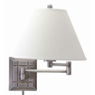 House of Troy 12 Swing Arm Wall Lamp in Antique Silver with Linen