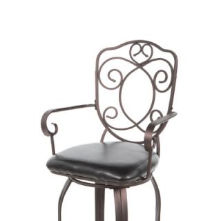 Powell Cafe Scroll Back Counter Stool in Distressed Bronze