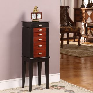 Sumba Yang Five Drawer Jewelry Armoire in Brown and Black