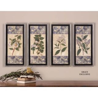 Uttermost Blue and Lilac Wall Art in Hand Applied Dabb (Set of 4