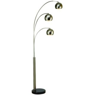George Kovacs Brushed Nickel Floor Lamp with White Linen Shade