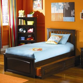 Brooklyn Platform Bed with Raised Panel Footboard and Trundle in An