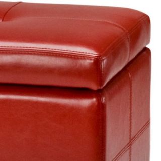 Safavieh Small Maiden Leather Storage Ottoman in Red   HUD8230R