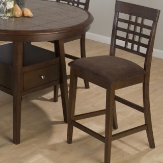 Jofran Weave Grid Counter Height Stool with Chocolate Microfiber Seat