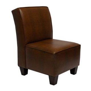 Carolina Accents Miller Welted Croc Chair in Medium Brown
