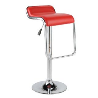  Faux Leather Thin Seat Adjustable Height Bar Stool in White   211 847