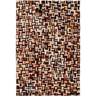 Dynamic Rugs Leather Work Brown Multi Checked Rug   8108 666