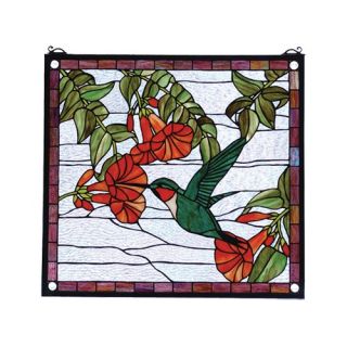 Floral Hummingbird Stained Glass Window