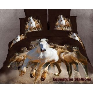 Dolce Mela Horse Lovers Equestrian Stallions Duvet Cover set