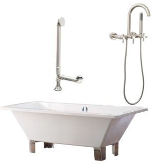 Tella Tub with Wall Mount Faucet, Brushed Nickel Feet and Cross Han