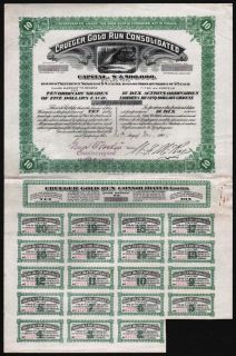 1905 Nova Scotia Canada Crueger Gold Run Consolidated Share Warrant