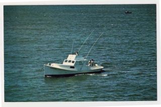 Hatteras Early Wood Deep Sea Charter Fishing Boat at Sea OBX Postcard