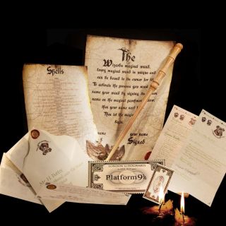 Harry Potter Magic Wand and Hogwarts acceptance letter REAL WOOD