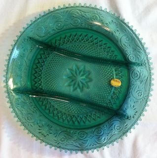 Tiara Spruce Green 12 Sandwich Divided 3 Part Serving Tray Relish
