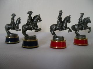 Vintage  Battle of Waterloo  Pewter Chess Set Orig Board by Franklin