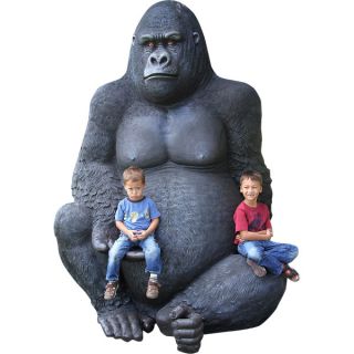 Large Silver Back Gorilla Statue Figure Sits at 8 Tall Fun Decor New