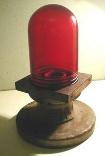 Griswold Signal Co. Red Glass Dome Warning Light Cast Iron Industrial