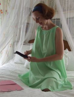Vintage Pistachio Green Gossard Artemis Nylon Nightgown