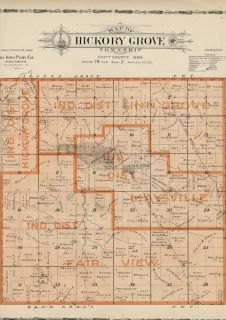 Hickory Grove Township; Scott County, Iowa Plat Map Showing Landowners