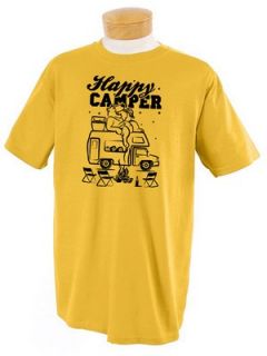 Camping Happy camper T Shirt Bear in Woods Hiking Outdoors Tee 5