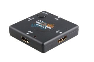 New 3 Input HDMI Switch Hub Switcher Splitter Box for 1080p HDTV Black