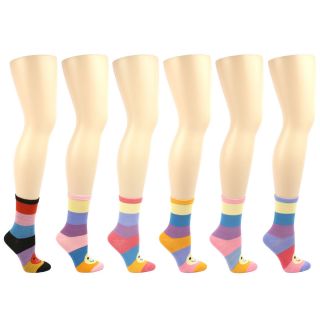  Cotton Happy Face Striped Colorful Crew Dress Casual Socks Set