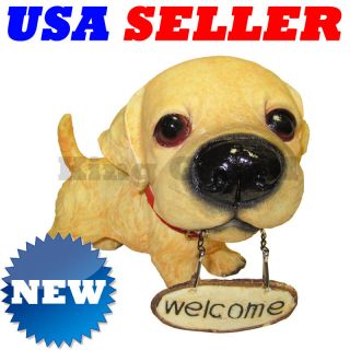 new golden retriever big head puppy dog statue w sign