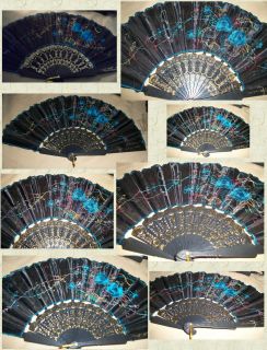 Pretty Personal Oriental Silk Hand Fan Embroidered Flowers Cute Gift