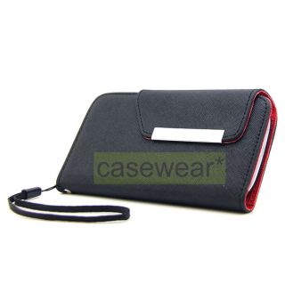 Black Red Flip Pouch Wallet Hard Cover Case for Samsung Galaxy s 3 III