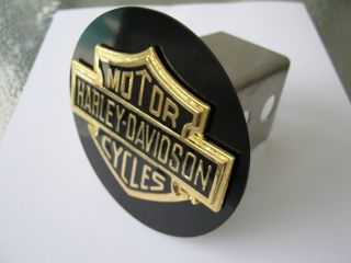 Harley Davidson Emblem Hitch Receiver Cover Gold 3D Bar and Sheild