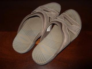RARE Merrell Heather Bungee Brown Leather Slides Sandals Sz 8 39