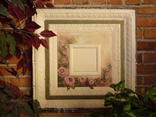 Victorian Handpainted Rose Roses Antique Ceiling Tin Tile Tole Shabby