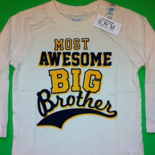 New Most Awesome Big Brother Baby Boys Graphic Shirt 3T 4T Christmas