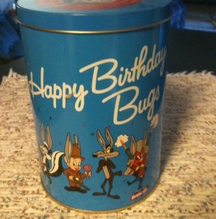 HAPPY BIRTHDAY BUGS BRACHS JELLY BEANS 1989 Metal Container Tin