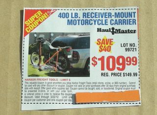 Harbor Freight Tools 400lb Receiver Mount Motorcycle Carrier $40 Off