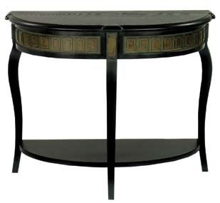 Carved Block Demilune Hall Table Console Table