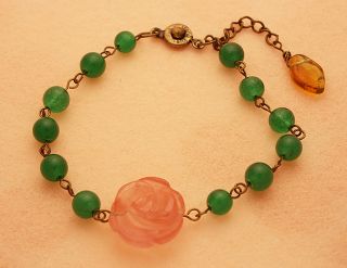 Inca Rose Green Mano Bracelet Antique Style Handmade