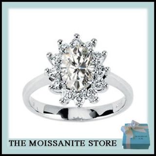 80 Ct Moissanite Oval Halo Engagement Ring