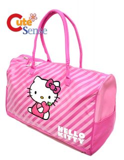 Sanrio Hello Kitty Duffle Bag Travel Gym Bag 20 Large Pink Stripe