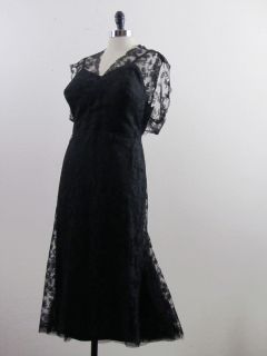HENRY A LA PENSEE Vintage 40s 50s French Couture Dress Designer Black