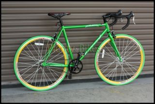 Green Yellow 53cm 700c Micargi RD267 Fixie Single Speed Road Bike